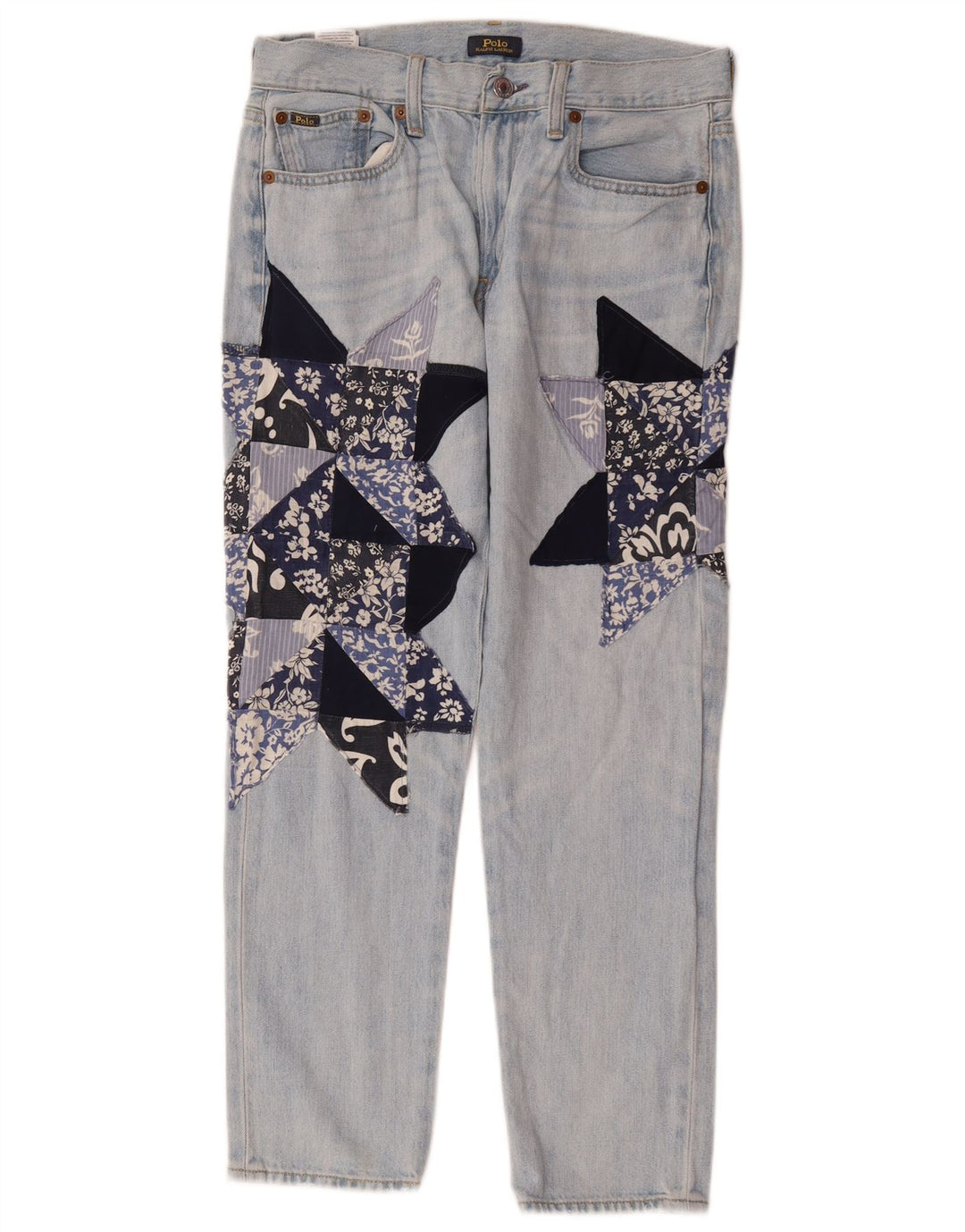 POLO RALPH LAUREN Jeans dritti da donna W26 L26 Cotone patchwork blu