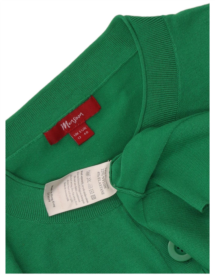 Maglione cardigan corto da donna Monsoon UK 12 Cotone verde medio