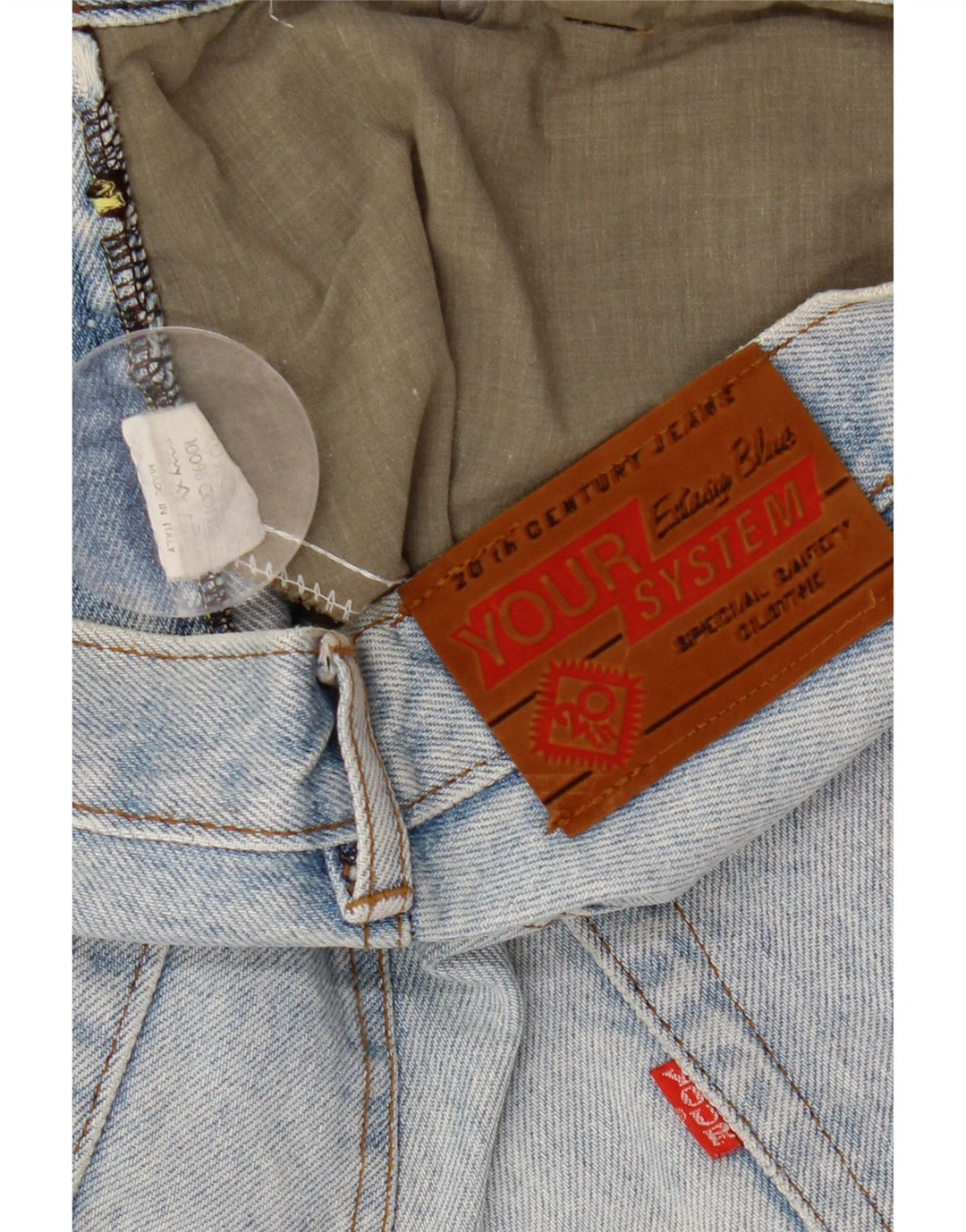 Jeans dritti da uomo vintage W34 L30 in cotone blu