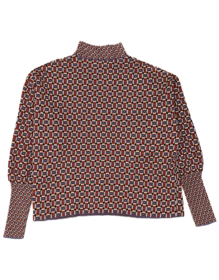 ZARA Maglione da Donna Oversize con Collo Dolcevita UK 10 Piccolo Bordeaux