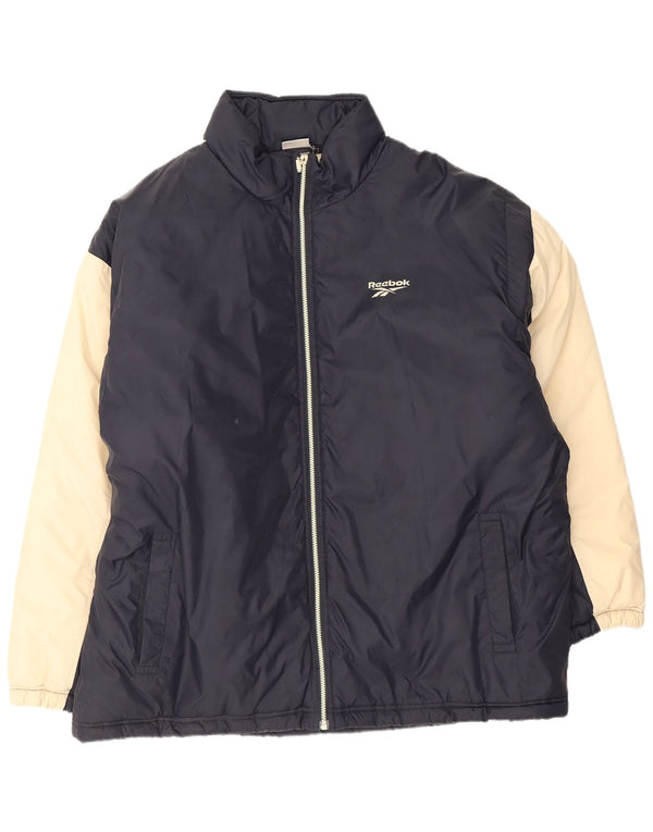 Giacca a vento grafica da uomo Reebok UK 42 XL Blu navy color block