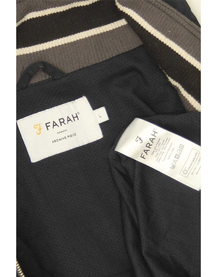 Giacca anorak da uomo con cappuccio Farah UK 40 Large in poliestere blu navy