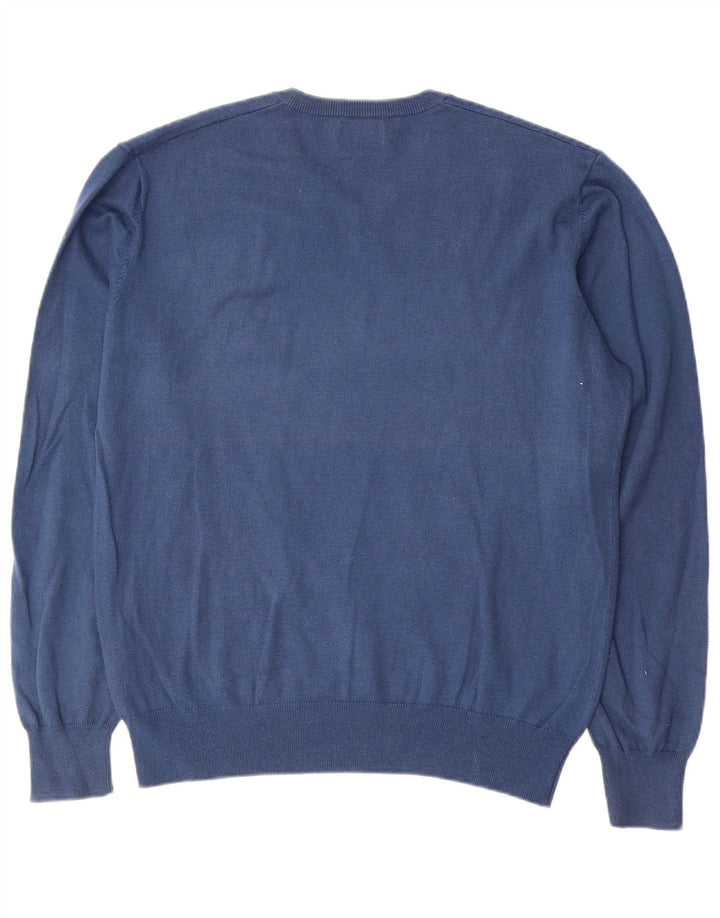 Maglione Kappa da uomo con scollo a V grande in cotone blu