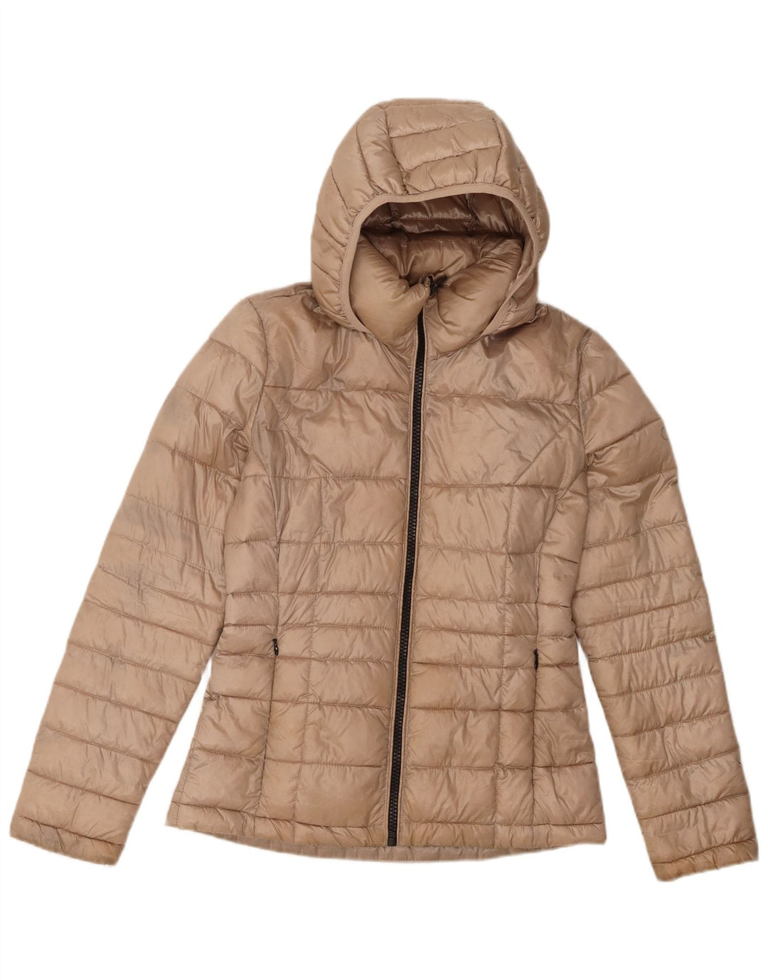 Giacca imbottita con cappuccio da donna Calvin Klein UK 10 Small Beige Poliestere