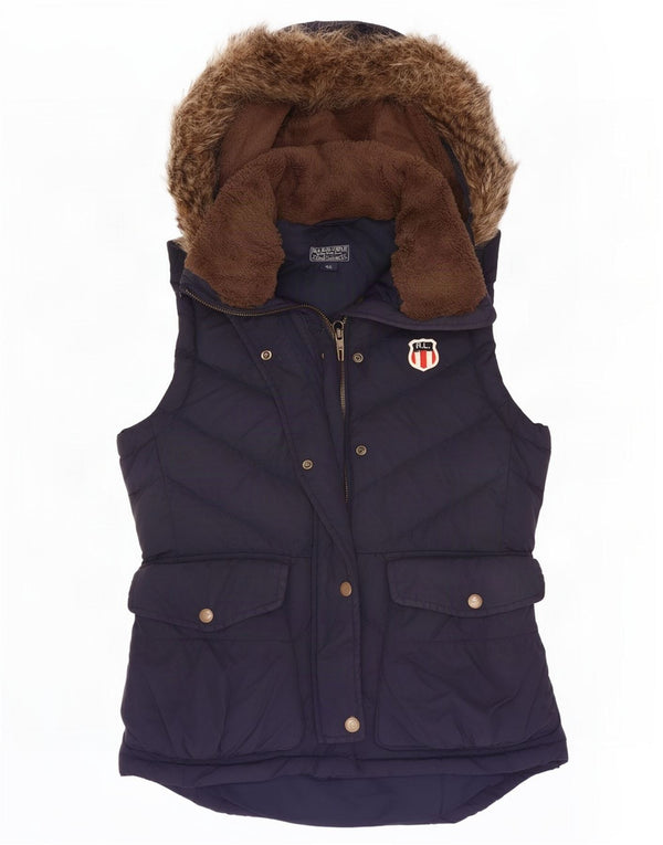 Gilet imbottito con cappuccio da donna Ralph Lauren UK 6 XS cotone blu navy