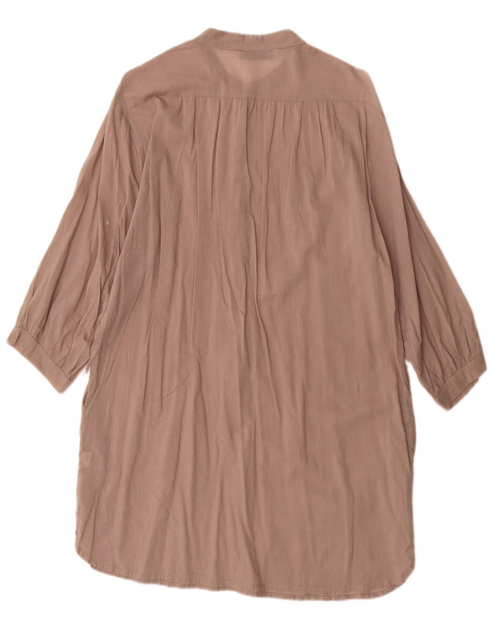 Abito a trapezio con maniche a 3/4 da donna Zara UK 14 in cotone marrone medio