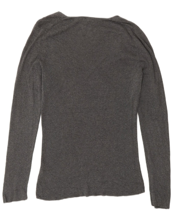 Maglione maglione con scollo a V da donna JIGSAW UK 12 Cotone grigio medio