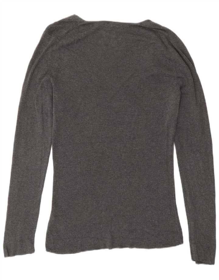 Maglione maglione con scollo a V da donna JIGSAW UK 12 Cotone grigio medio