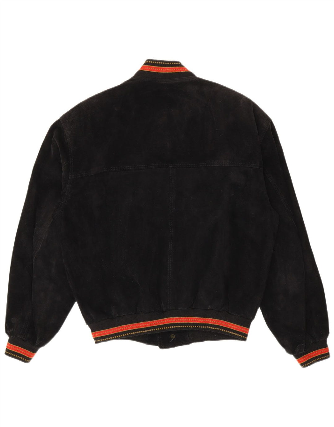 Giubbotto bomber vintage in pelle scamosciata da uomo IT 48 in pelle media a righe nere