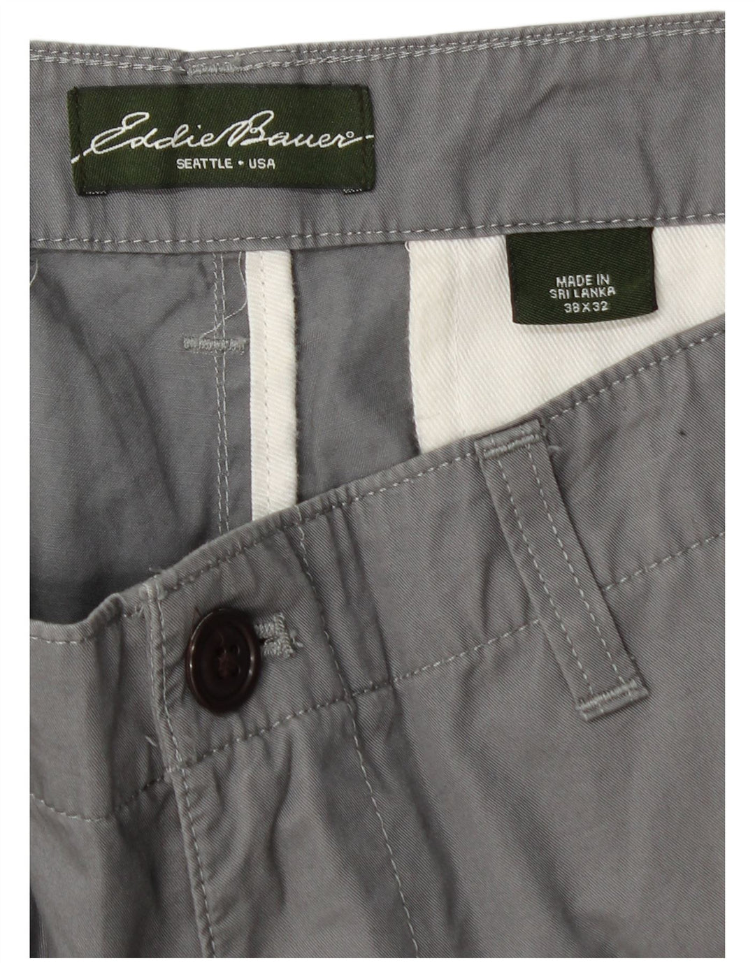 Pantaloni chino dritti da uomo EDDIE BAUER W38 L32 cotone grigio