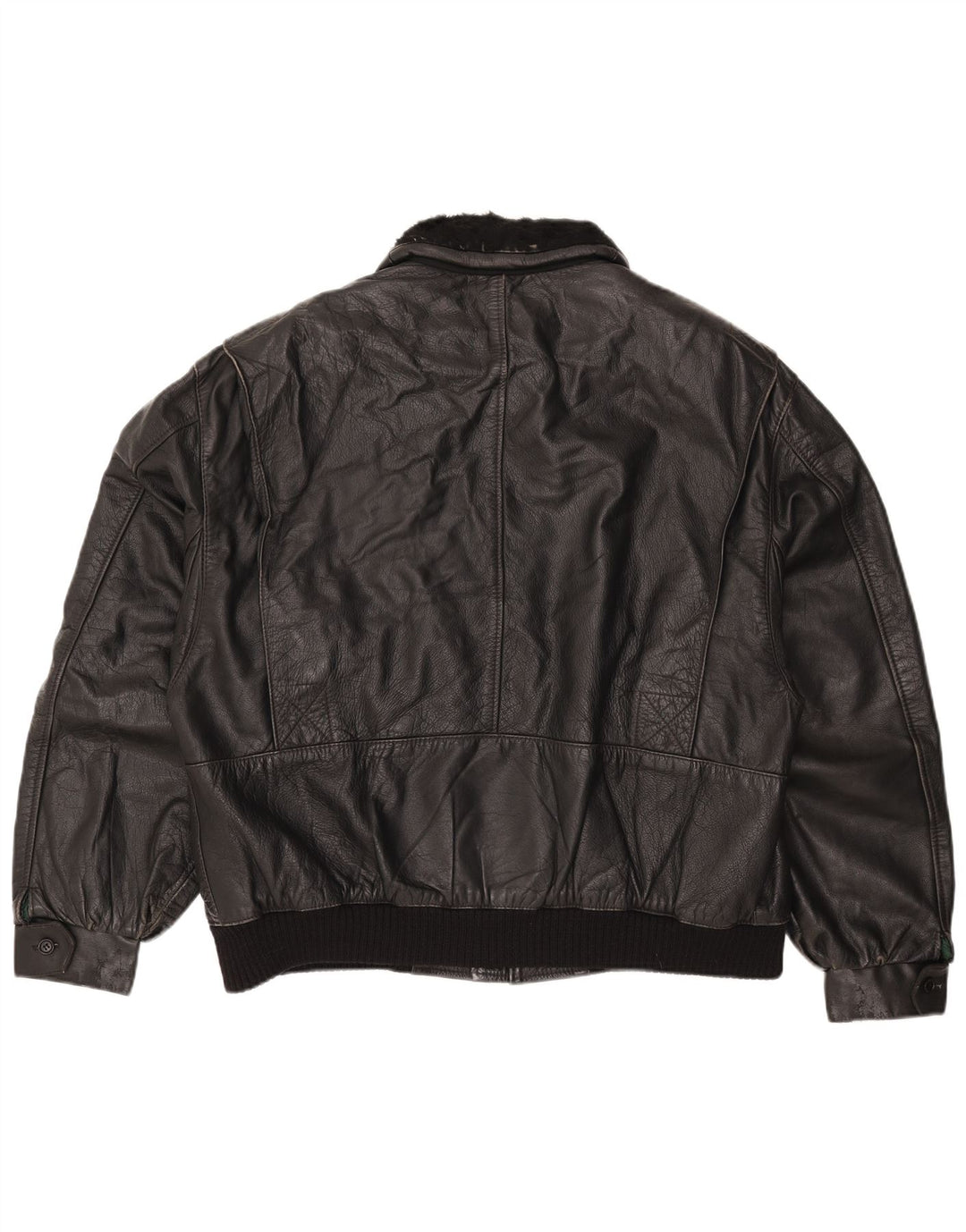 Giacca in pelle vintage da uomo IT 56 3XL Pelle nera