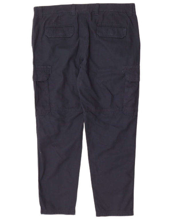 Pantaloni cargo dritti da uomo Marks & Spencer W38 L29 cotone blu navy