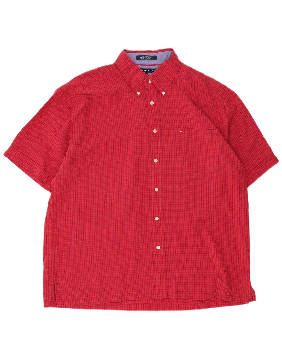 Camicia a maniche corte da uomo Tommy Hilfiger XL rosso percalle rayon