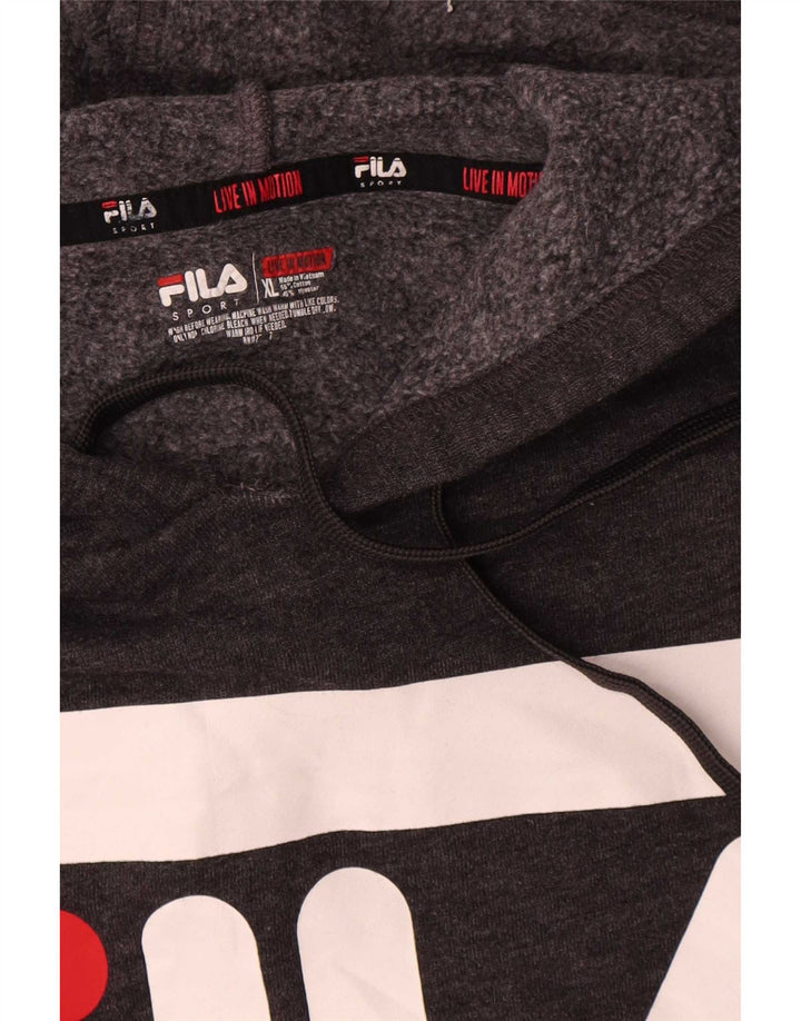 Felpa con cappuccio grafica da uomo Fila XL in cotone grigio