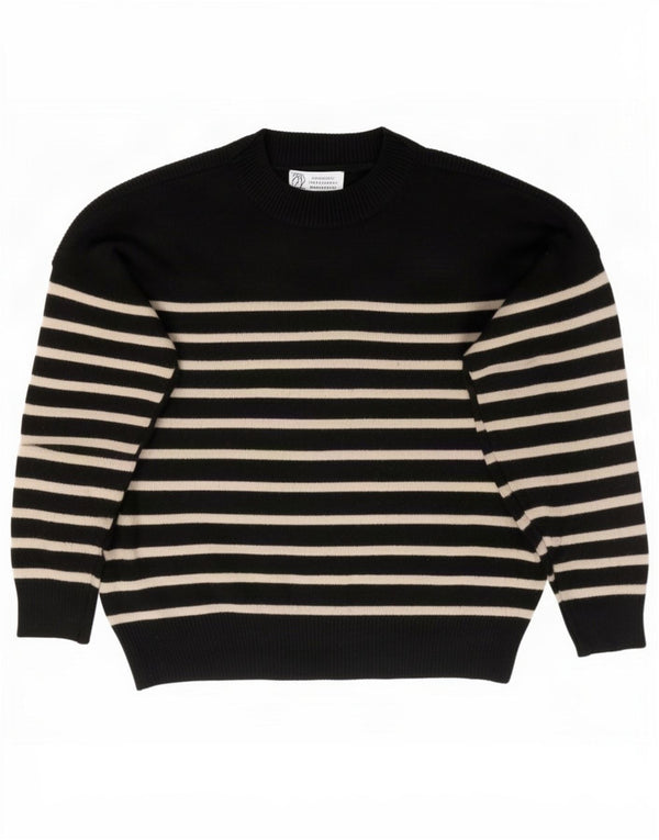 Zara Womens Oversized Turtle Neck Jumper Sweater UK 10 Small Black Striped