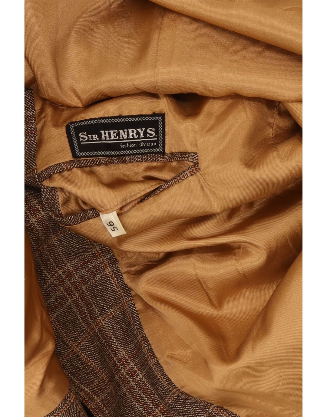 Giacca blazer da uomo a 2 bottoni Sir Henry's UK 40 grande quadretto marrone