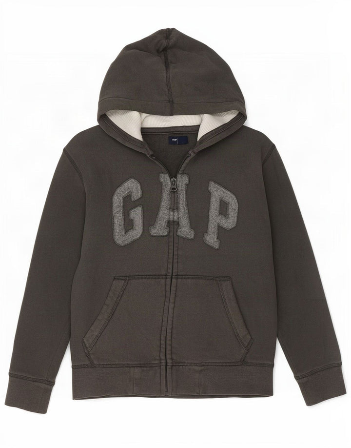Maglione con cappuccio e zip grafica per ragazzi Gap 8-9 anni in cotone grigio