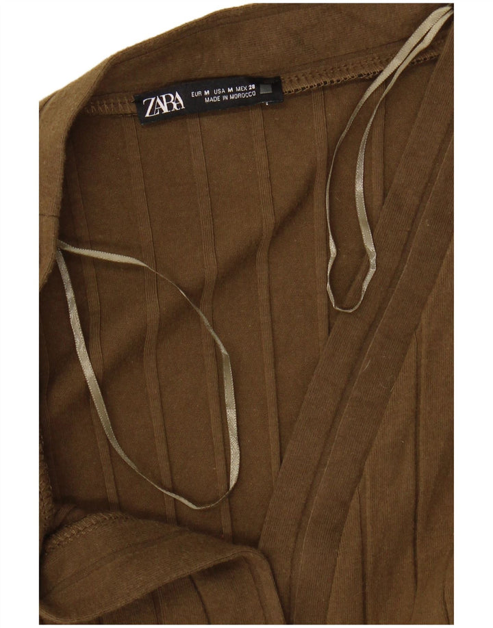 Vestito lungo a maniche lunghe da donna Zara UK 12 medio cachi