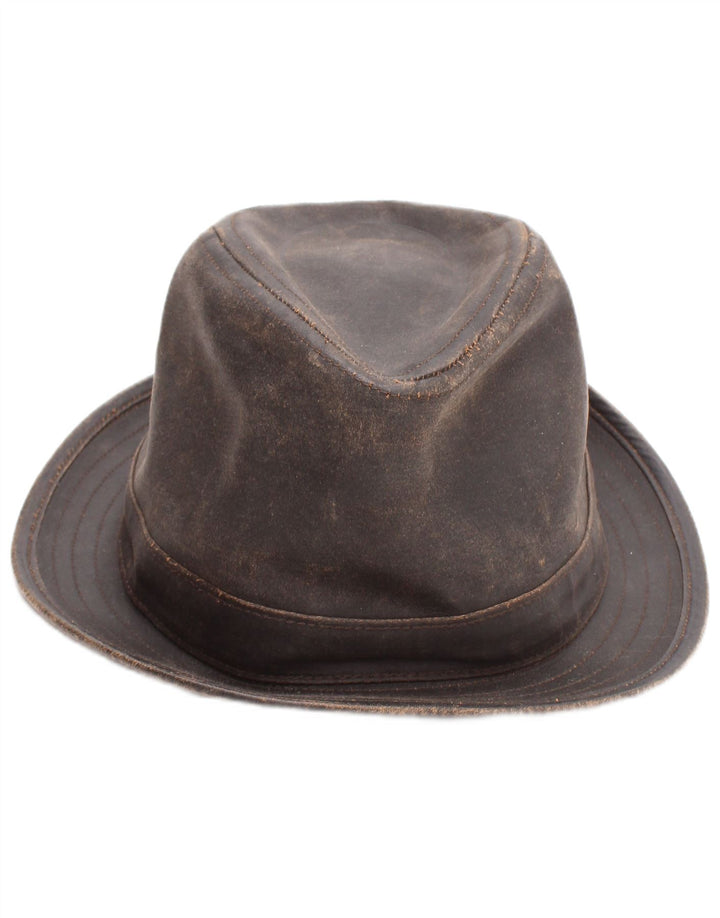 Stetson Mens Waxed Cotton Fedora Hat Medium Brown Cotton