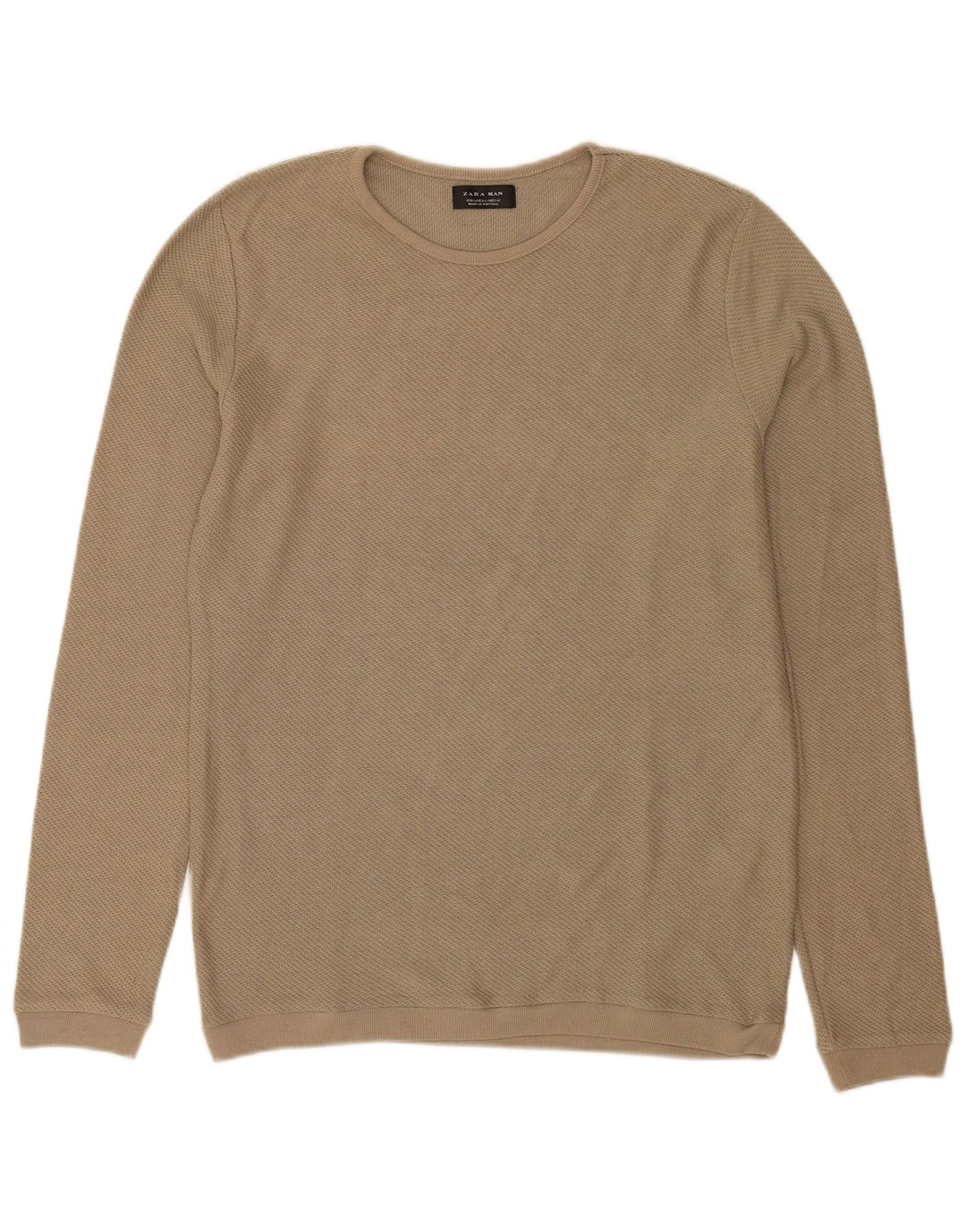 Maglione maglione girocollo da uomo Zara grande poliestere kaki