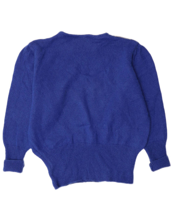 Maglione da donna con scollo a barchetta Dolomiten IT 42 Mohair a quadri blu medio