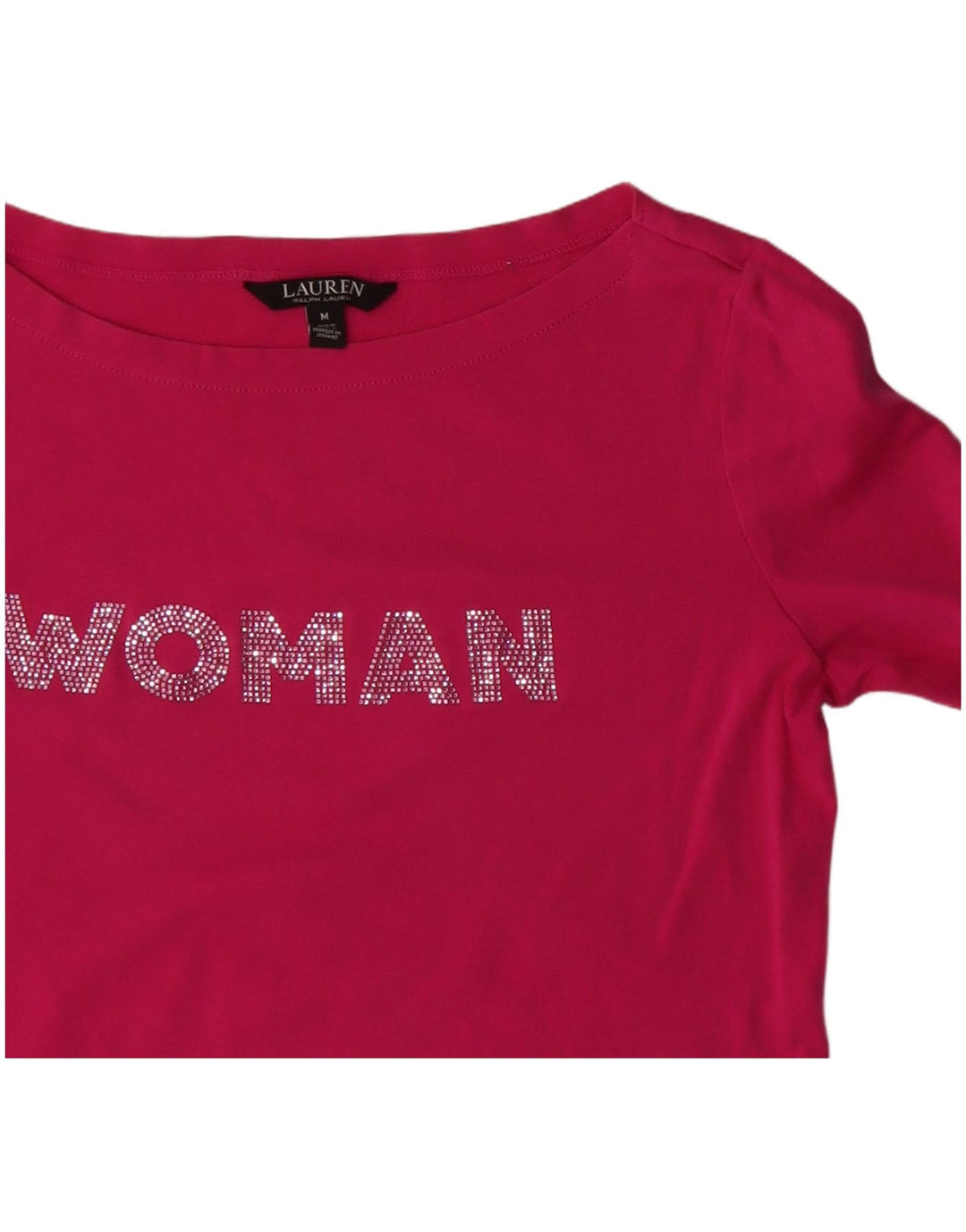 T-shirt grafica da donna Ralph Lauren Top UK 14 cotone rosa medio