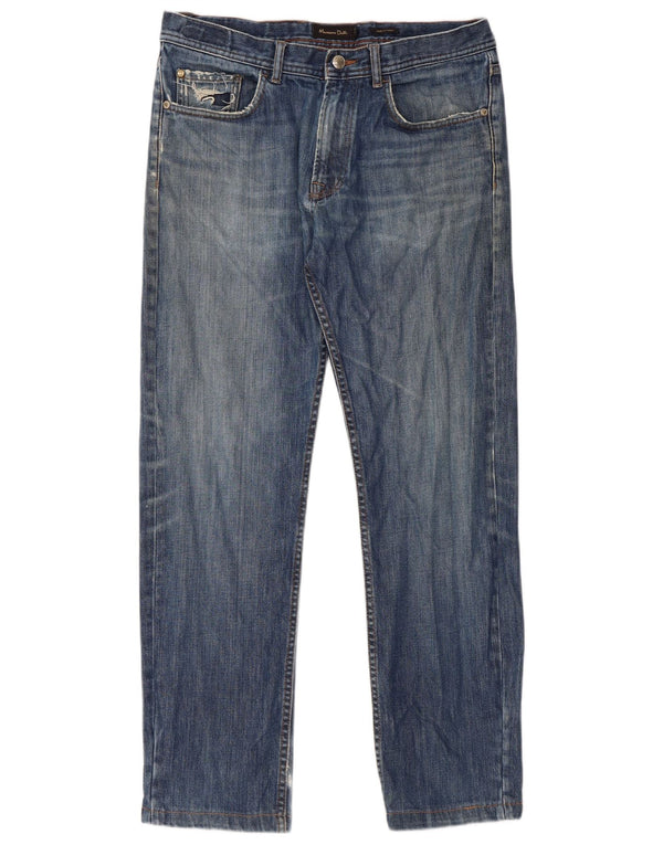 Jeans dritti invecchiati da uomo Massimo Dutti EU 42 Large W32 L29 Blu