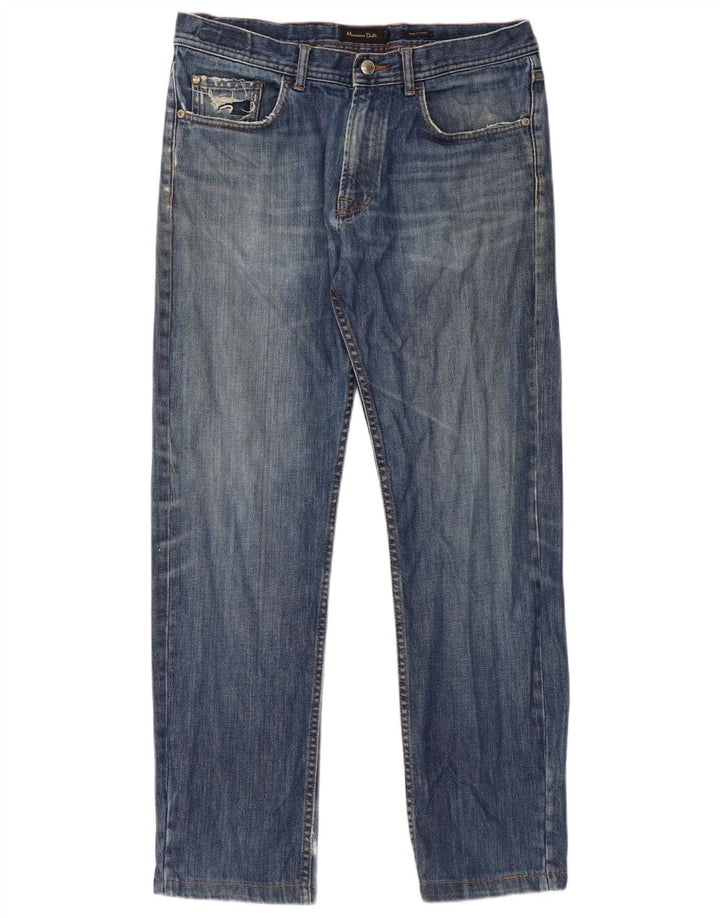 Jeans dritti invecchiati da uomo Massimo Dutti EU 42 Large W32 L29 Blu