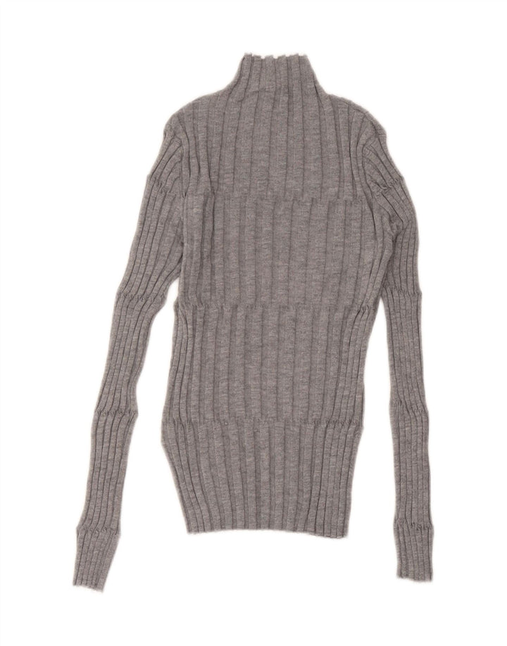 Maglione maglione collo alto da donna Zara UK 12 Poliestere grigio medio
