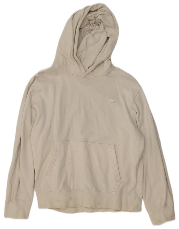 Maglione con cappuccio da donna ADIDAS UK 14 cotone bianco sporco medio