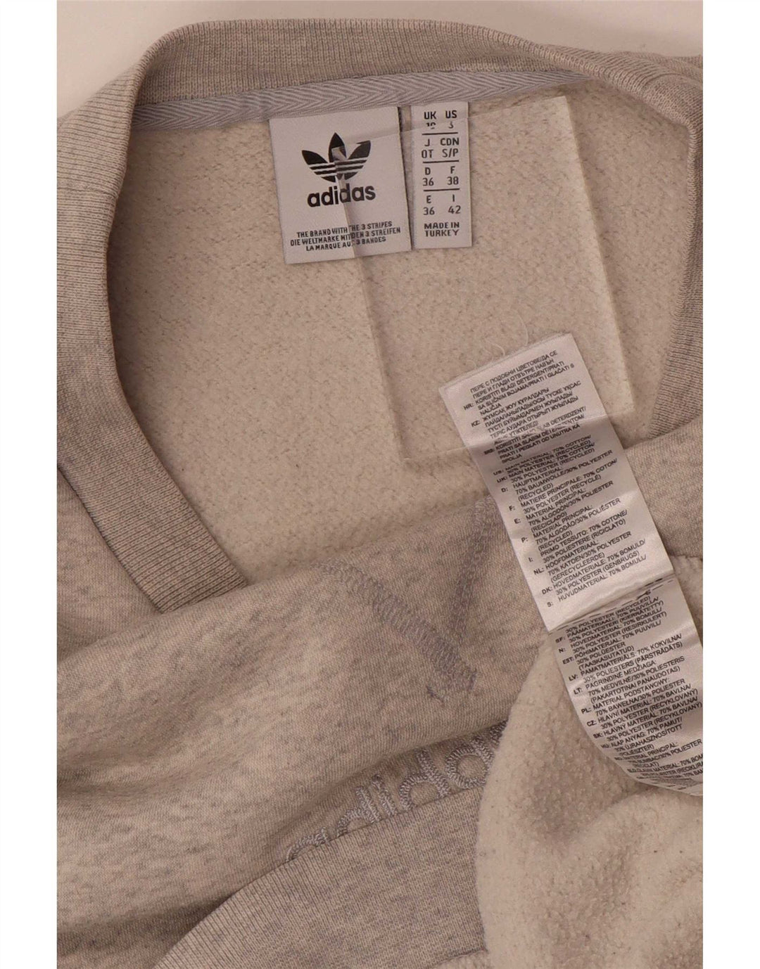 Felpa oversize da donna Adidas maglione UK 10 piccolo cotone grigio