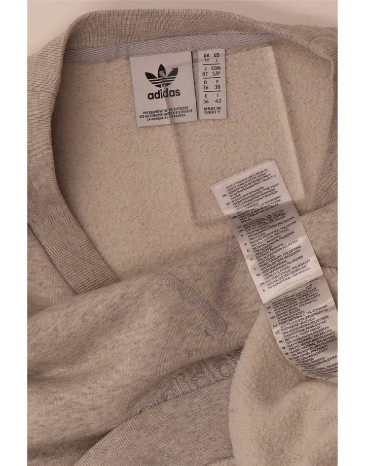Felpa oversize da donna Adidas maglione UK 10 piccolo cotone grigio