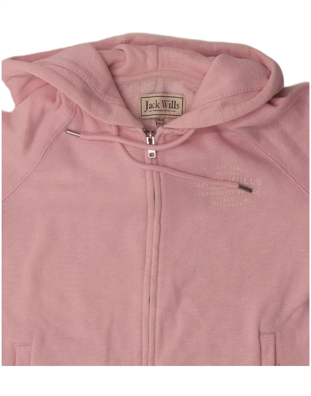 Maglione con cappuccio e zip da donna Jack Wills UK 12 Cotone rosa medio
