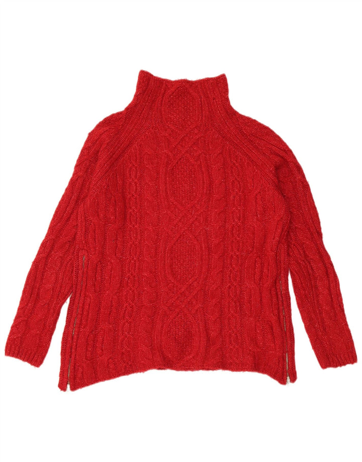 Maglione a collo alto da donna Zara UK 10 piccolo acrilico rosso