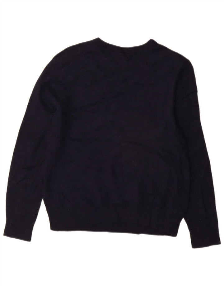 Maglione maglione girocollo da donna Gant UK 14 grande lana blu navy