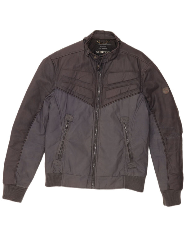 Giubbotto bomber da uomo Energie UK 38 cotone a blocchi di colore blu navy medio