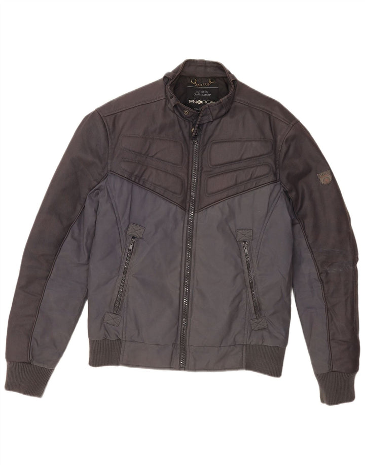 Giubbotto bomber da uomo Energie UK 38 cotone a blocchi di colore blu navy medio