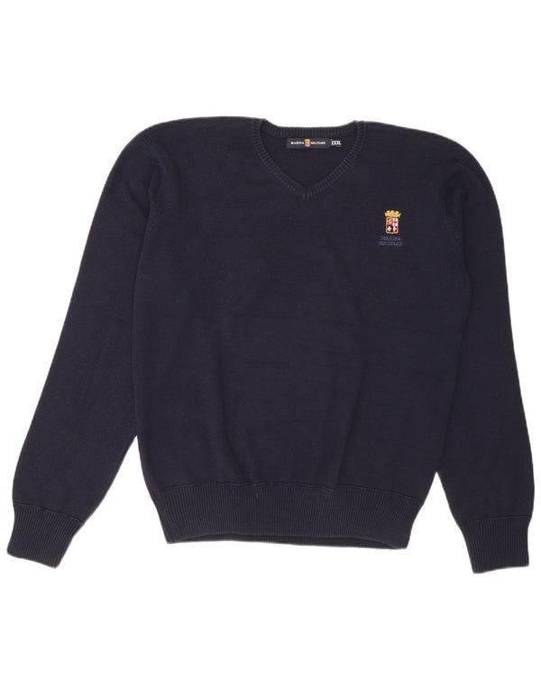 Maglione maglione da uomo con scollo a V Marina Militare 3XL cotone blu navy