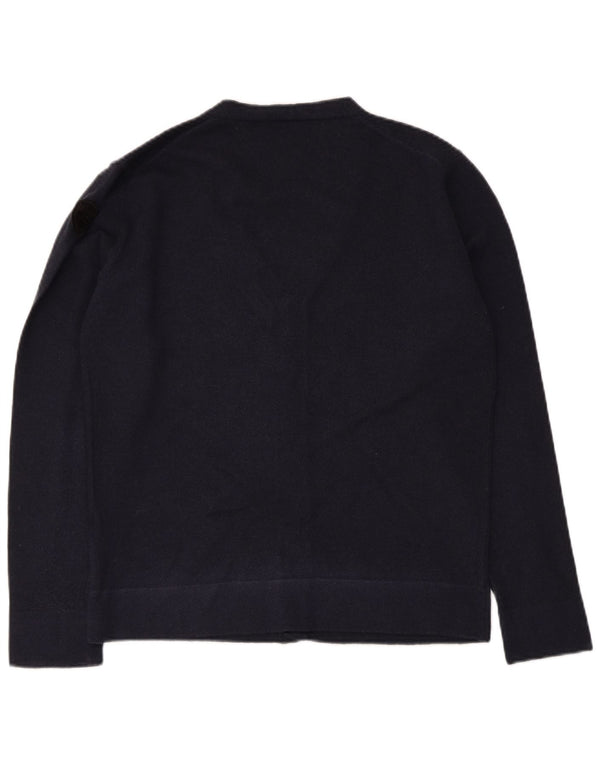 Maglione cardigan da donna Blauer UK 14 grande lana blu navy