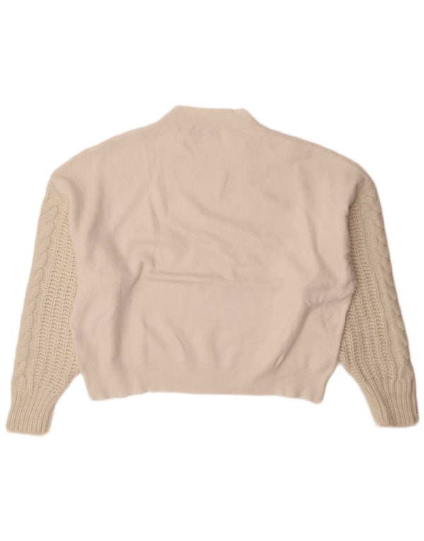 Maglione oversize con collo dolcevita da donna Zara UK 10 piccolo in viscosa bianca