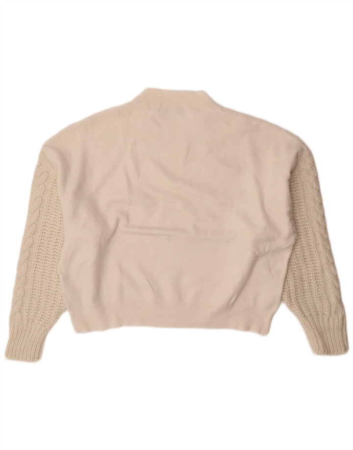 Maglione oversize con collo dolcevita da donna Zara UK 10 piccolo in viscosa bianca