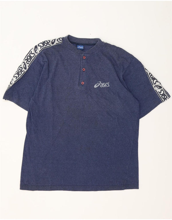 T-shirt grafica da uomo ASICS Top XL in cotone color block blu navy