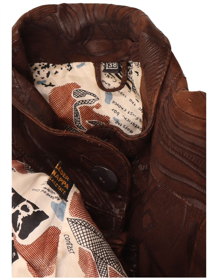 Giacca oversize da donna vintage con motivo astratto EU 38 Marrone medio