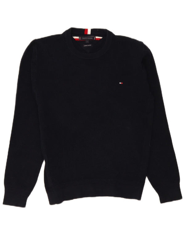 Maglione maglione girocollo da uomo Tommy Hilfiger grande cotone blu navy