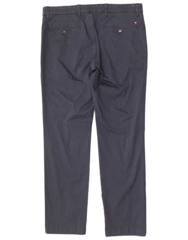Pantaloni chino dritti da uomo Tommy Hilfiger W34 L30 blu navy geometrico