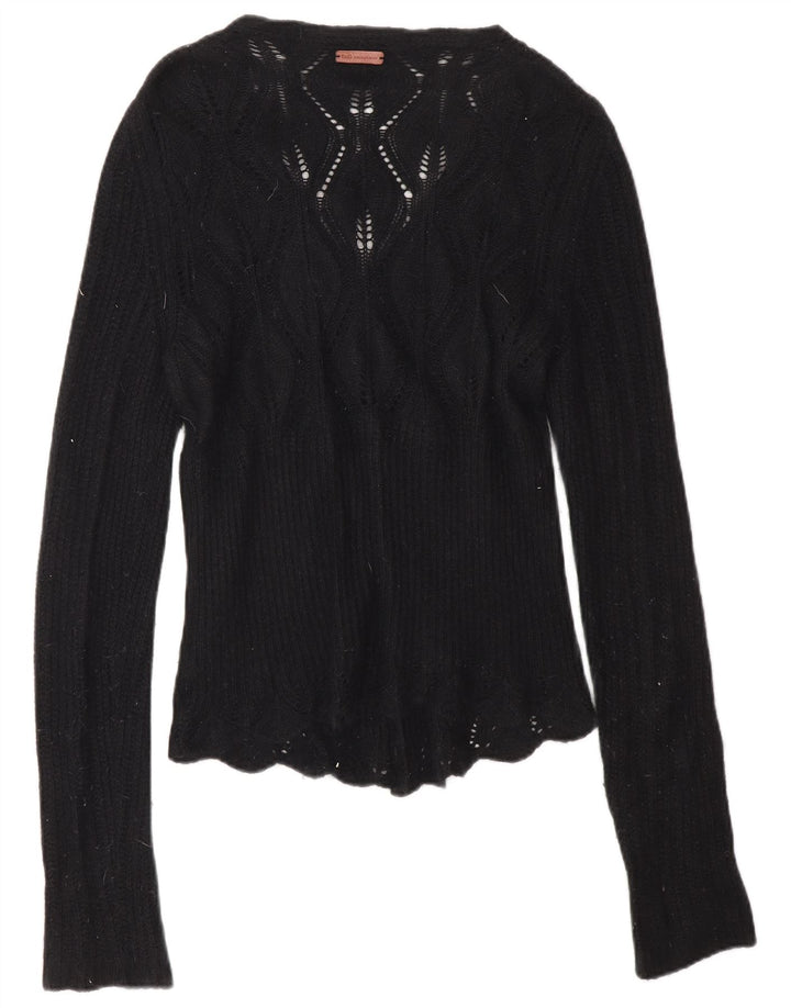 DOLCE & GABBANA Maglione cardigan da donna UK 8 Small Nero Poliammide