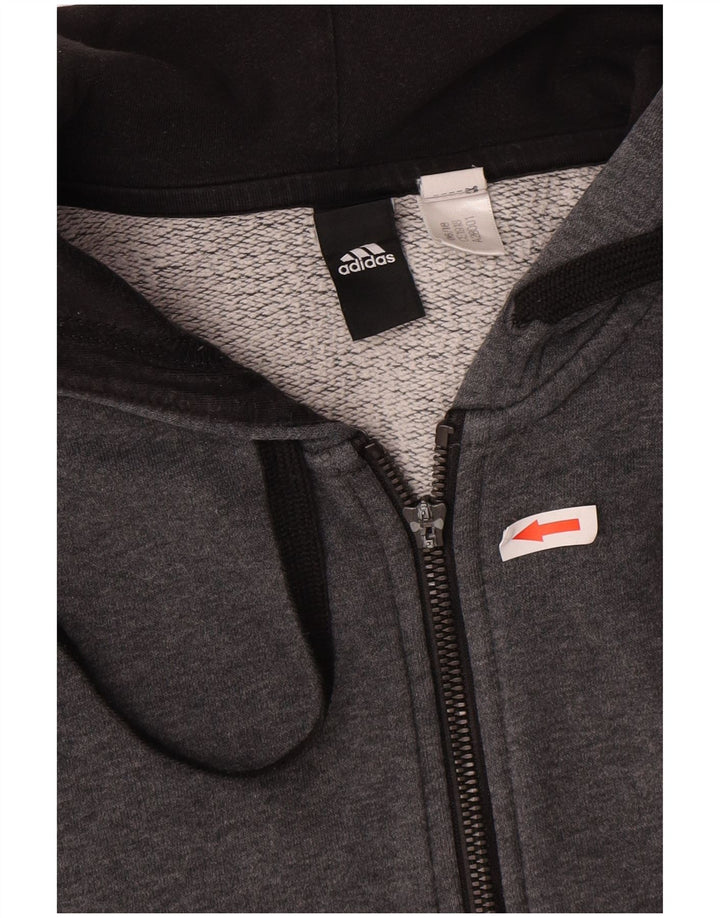 Maglione con cappuccio e zip Adidas da uomo grande in cotone grigio