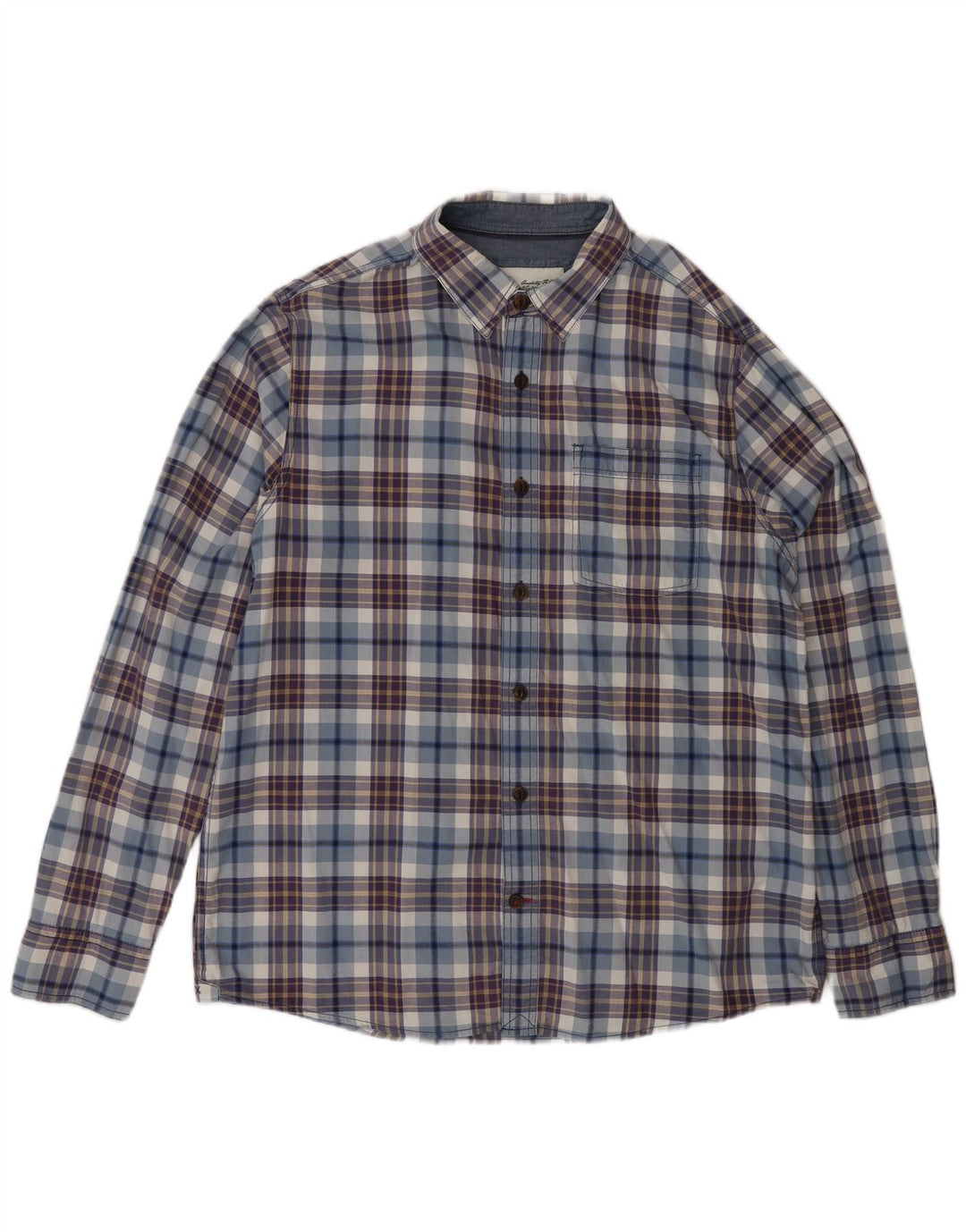 Camicia da uomo Fat Face Large in cotone a quadri blu