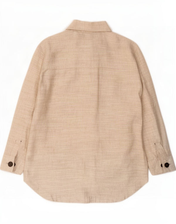 Camicia overshirt da donna Marks & Spencer vestibilità rilassata UK 14 grande lino beige