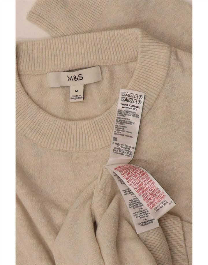 Maglione maglione girocollo da donna Marks & Spencer UK 14 medio bianco sporco